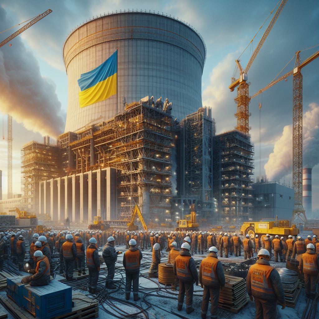 Началось строительство двух новых энергоблоков по американской технологии: Хмельницкая АЭС станет самой мощной в Европе Изображение создано ИИ