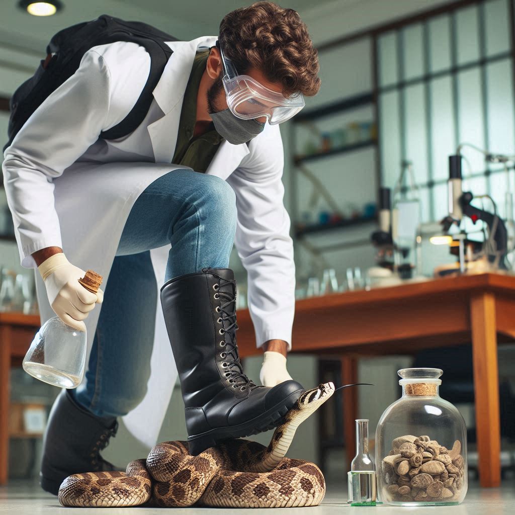 Исследователь наступал на смертоносных гадюк 40 000 раз, и одна из них ему за это отомстила Изображение создано ИИ