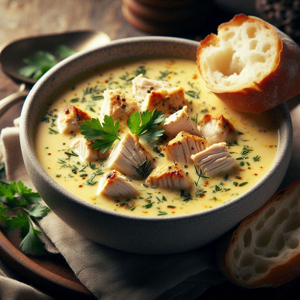 Сырный суп с курицей - рецепт вкусного и сытного первого блюда Изображение создано ИИ