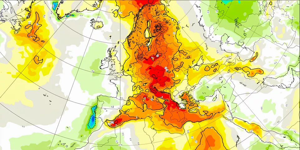 Европу ждет осенняя жара. Скриншот карты Максимилиано Эрреры