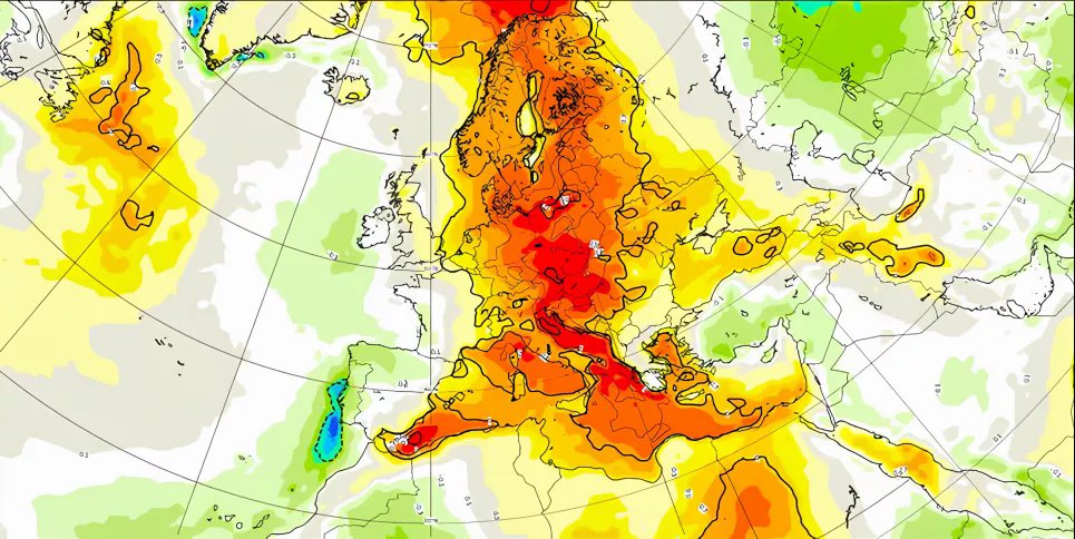 Европу ждет аномальная волна осенней жары — историк погоды Европу ждет осенняя жара. Скриншот карты Максимилиано Эрреры