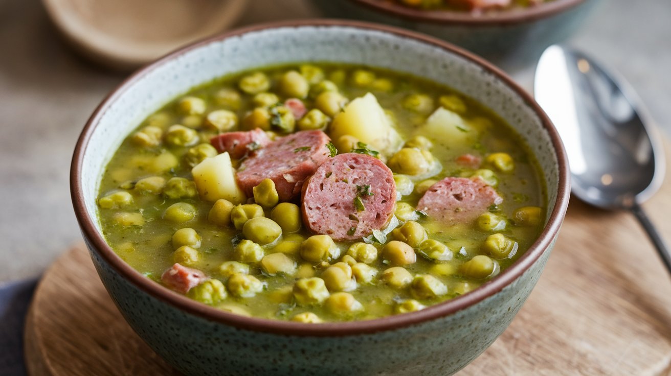 Гороховый суп с колбасой – простой рецепт Изображение сгенерировано ИИ