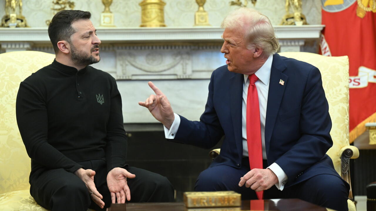 Фото: Володимир Зеленський, президент України, Дональд Трамп, президент США під час зустрічі у Білому домі / France 24