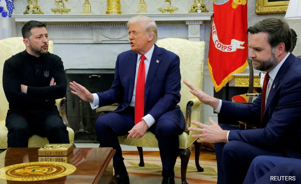 Подписание соглашения о редкоземах между США и Украиной сорвано Фото: Владимир Зеленский, президент Украины, Дональд Трамп, президент США, вице-президент США Джей Д. Вэнс во время встречи в Белом доме / France 24