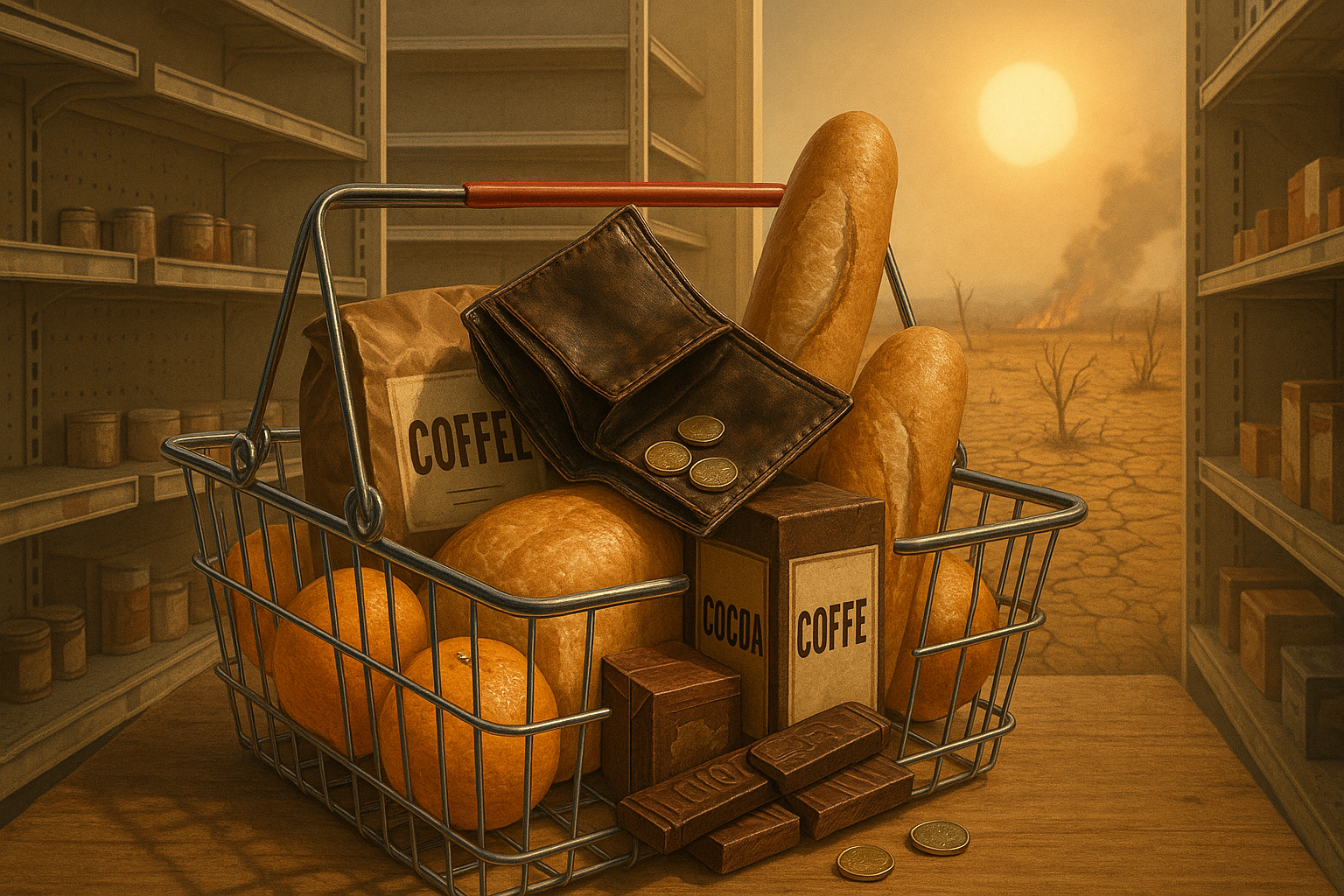 Слишком дорогие продукты? Пожалуйся на изменение климата! Изображение сгенерировано ИИ