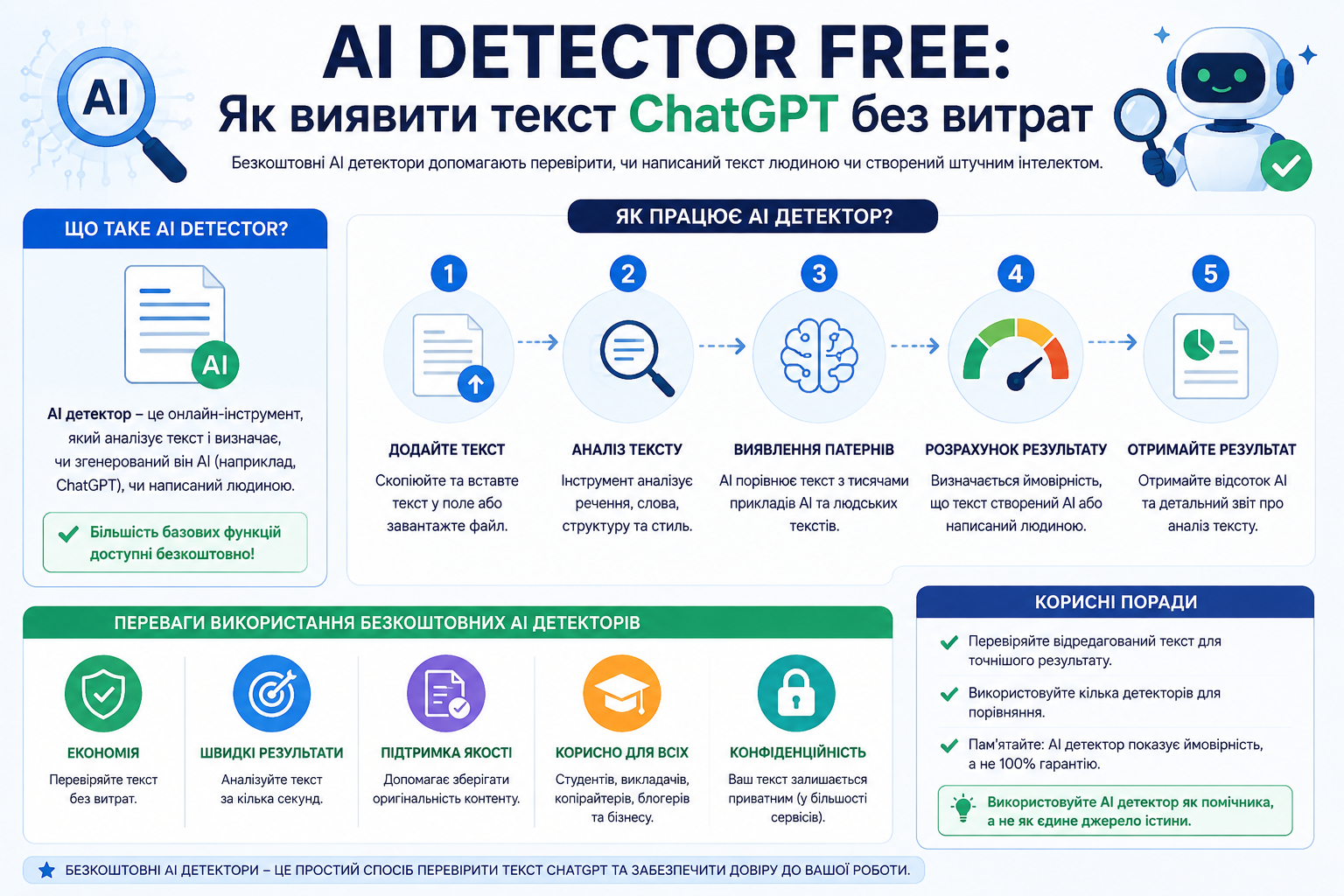 AI Detector Free: 5 найкращих інструментів для виявлення AI