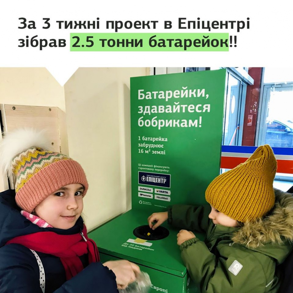 Українці здали на переробку 2,5 тонни батарейок