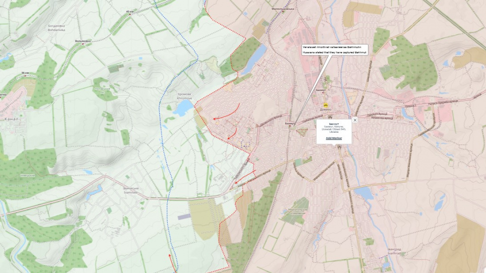 Зараз, після стратегічної невдачі російських військ під Бахмутом, у ЗСУ найкращі шанси досягти успіху — Гіркін (Стрєлков) Скрін Scribble Maps