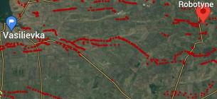 На карті: приблизнн розташування російських укріплень у Роботиному