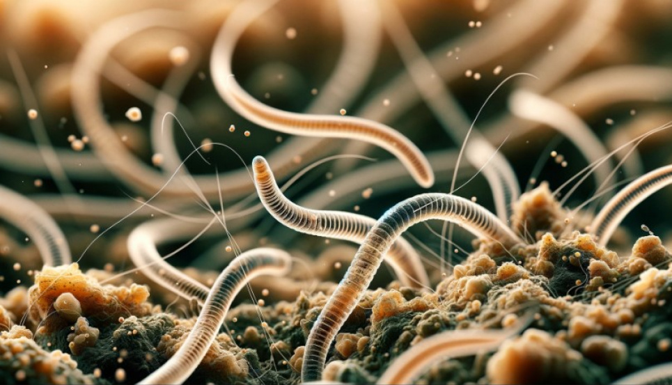 Черв'яки, що живуть поблизу Чорнобиля, розвинули нову «суперсилу» — ось що виявили науковці Нематоди. Зображення згенероване ШІ