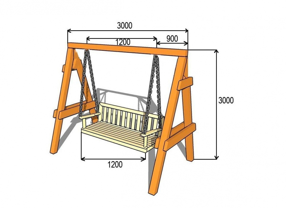 Гойдалка для заміської ділянки власноруч: поради й ідеї Креслення: Телеграм-канал «Дача. Сад та город»