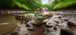 Дитинча кубинського крокодила. Зображення згенероване ШІ