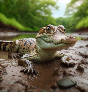 Дитинча кубинського крокодила. Зображення згенероване ШІ