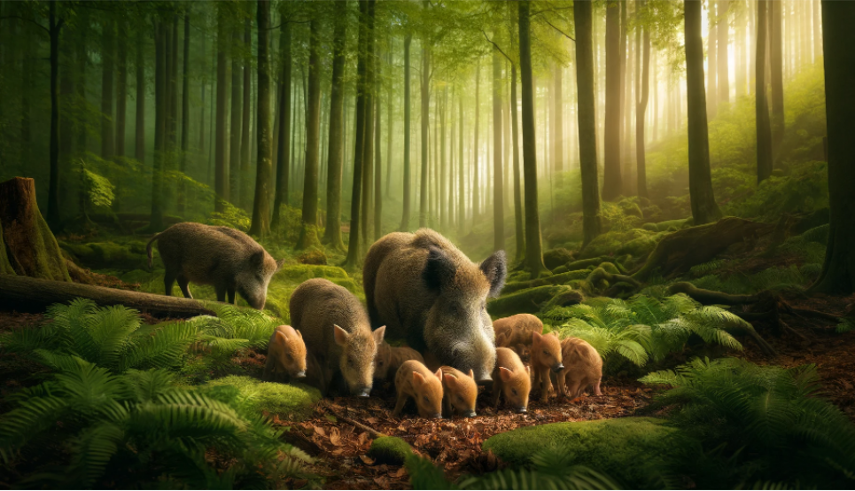 Науковці з'ясували, чому в м'ясі чорнобильських вепрів досі є надлишок радіації, а інших тварин — ні Зображення згенероване ШІ