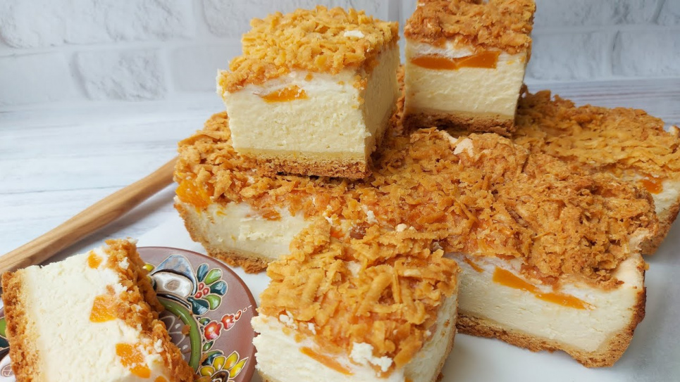 Сырник с персиками Рецепт десерта Вкусная идея Выпечки