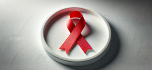Червона стрічка символізує солідарність із ВІЛ-позитивними людьми та тими, хто страждає від СНІДу в усьому світі. Зображення згенероване ШІ