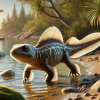 Тиктаалік (Tiktaalik roseae) — вимерла лопатепериста риба з пізнього девону Канади, що вважається одним з найдавніших прикладів наземних хребетних тварин. Зображення згенеровано ШІ