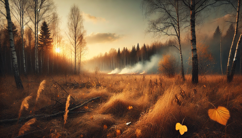 Якої шкоди природі завдає паління сухостою восени? Зображення створене ШІ
