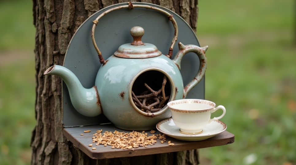 Старий сервіз у новому амплуа: годівниця для пташок (ФОТО) Зображення створено шІ