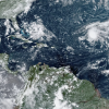 Зображення із супутника GOES-16 GeoColour показує тропічні шторми, що формуються в Атлантиці. Фото: Cagla Uren / AP