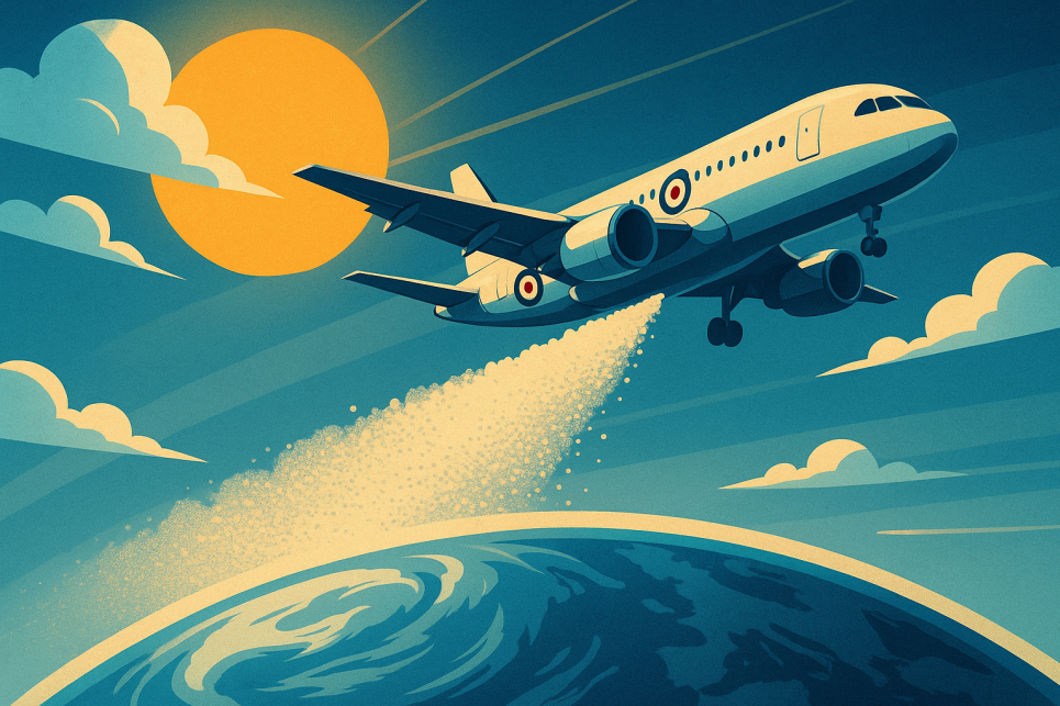 Блокувати частину сонячного світла й охолодити Землю: у Британії планують розпилювати аерозольні частинки у стратосфері Зображення створено ШІ