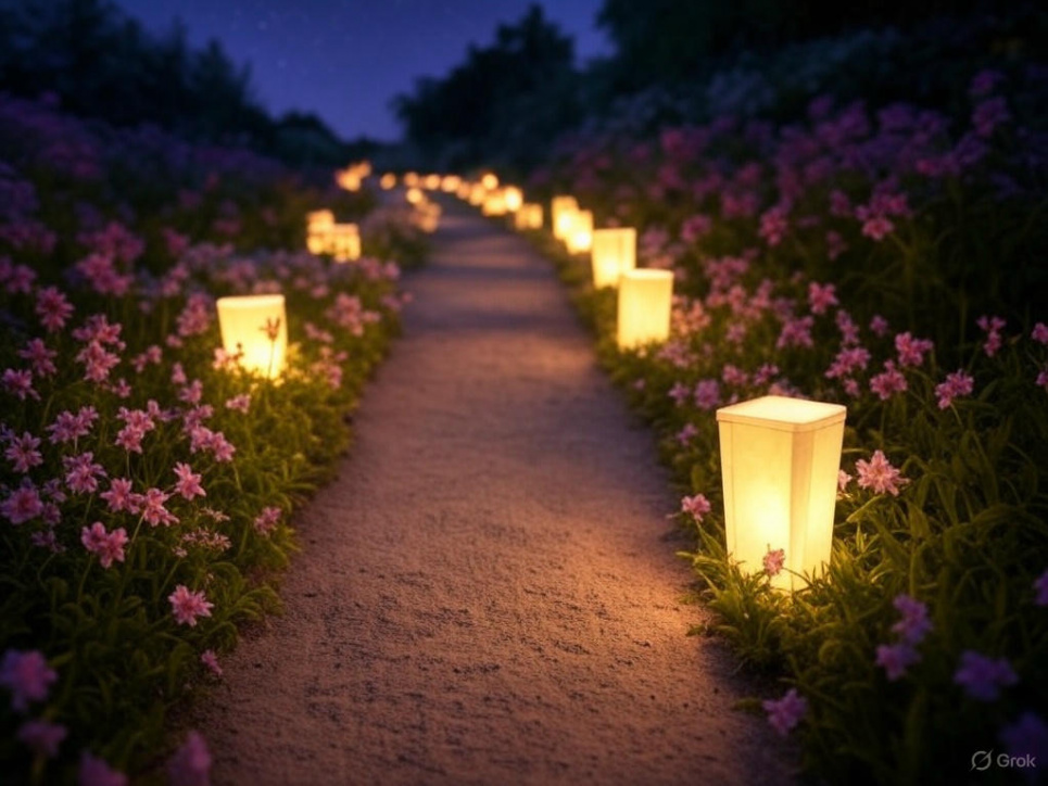 Тренд весни-2025 — світлові «квіткові ріки»: спробуйте додати магії до свого саду Зображення згенеровано ШІ