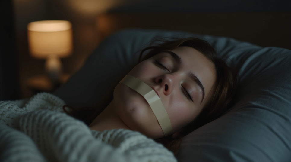 Тейпування рота під час сну — не порятунок, а ризик для здоров’я Зображення згенеровано ШІ