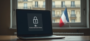Ноутбук с заблокированным доступом для Франции. Изображение создано ИИ
