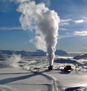 Репрезентативне зображення геотермальної електростанції в Крьофлувірк’юні.