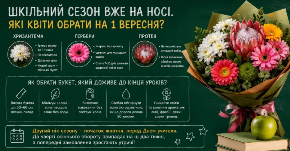 Шкільний сезон вже на носі. Які квіти обрати на 1 вересня?