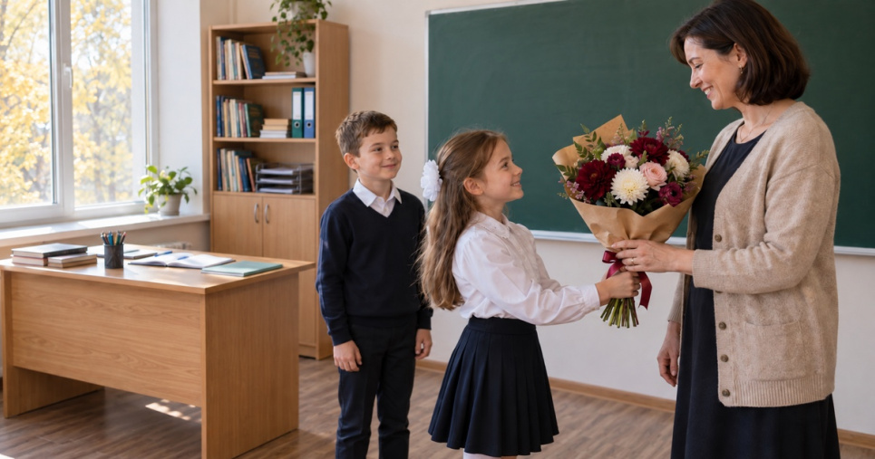 Букет для учителя без лишней упаковки: как сделать подарок красивым и более экологичным